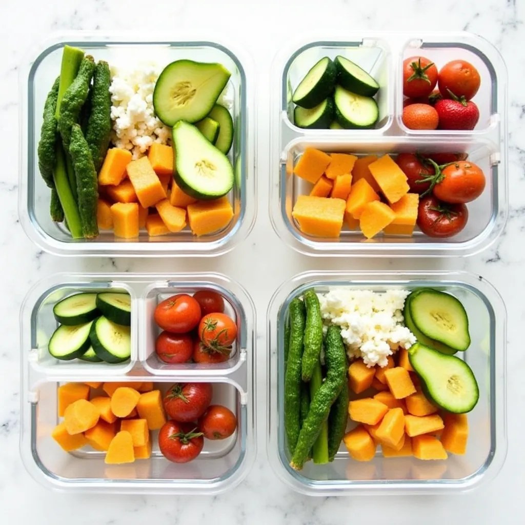 Récipients avec des repas préparés